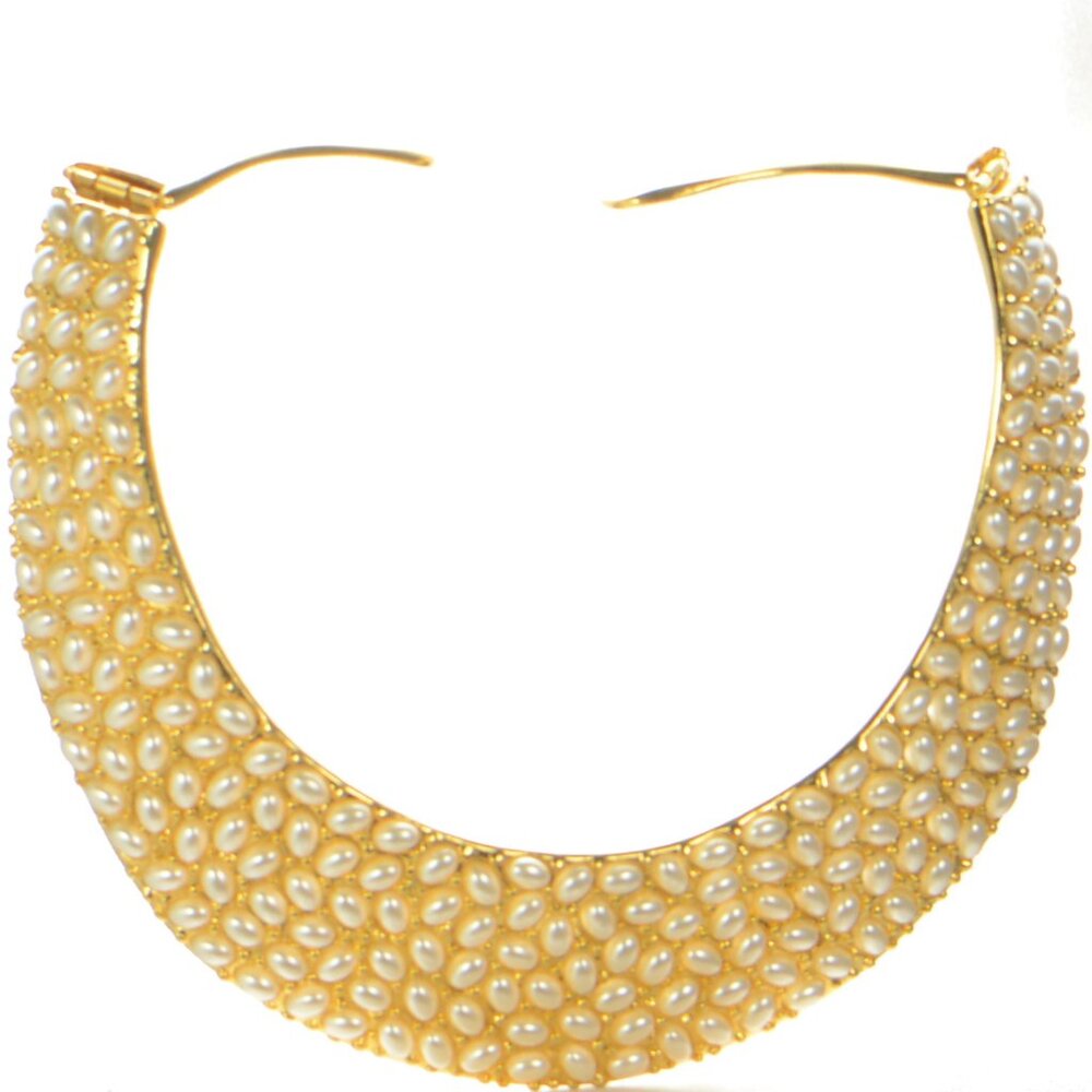 Vintage Kenneth Jay Lane Kjl Hinged Pearl Bib Col… - image 1